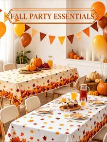 2Pcs 54 X 108 Inch Fall Harvest Plastic Tablecloth - Autumn Pumpkin Maple Leaves Disposable Rectangle Table Cover For Thanksgiving Day Parties, Dinners, And Celebrations, Indoor Outdoor Table Decorations Party Supplies Favors - View 10