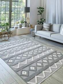 NORA Woven Loop Pile Scandinavian Grey Living Room Rug Kitchen Rug Runner - White - View 1