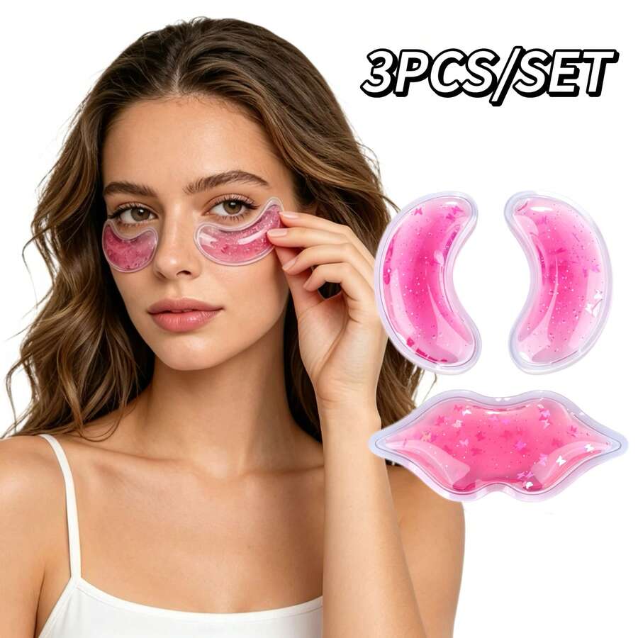 3pcs Reusable Cold/Hot Gel Eye Masks, Cold/Hot Compress For Eyes, Face, Lips, Portable Travel Eye Patches, Home Sleep Use, Perfect Gift For Women