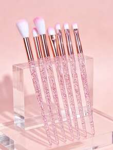 7pcs Portable Makeup Brush Set Pink Eyeshadow Brush Blending Brush Brow Brush Beginner Makeup Tools - Multicolor - View 9