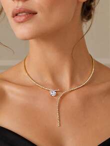 1pc Water Drop Shaped Minimalist Open Collar Necklace Accessory For Women - Geometry - View 1