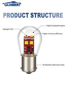 GLANBERT 2pcs Car Turn Signal Lamp/Brake Light/Tail Light/Headlight/Reverse Light/Brake Light Bulbs, 1156 1157 BA15S BAU15S BA15D BAY15D - Multicolor - View 6
