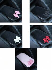 Bowknot Decor Car Armrest Box Pad, Creative Non-Slip Center Console Seat Cover, Women's Universal Car Armrest Box Pad – Ice Silk Material With Bowknot Decor - Multicolor - View 4
