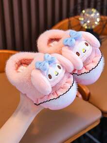 SANRIO 1雙女童冬季卡通可愛防滑室內毛絨拖鞋 - 粉色 - 查看 5