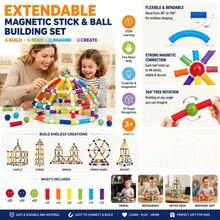 25/36/42/64pcs Extendable Magnetic Sticks Building Toy, Portable 3D STEM Construction Set For Kids Ages 3+, Creative DIY Birthday Gift - Multicolor - View 8
