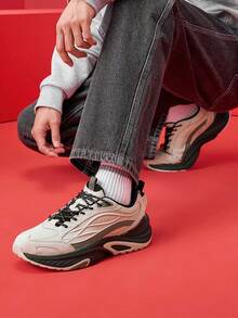 XTEP Sepatu Sneakers Chunky Mifan CNY Pria, Sepatu Kasual Retro Serbaguna - Abu-abu/Hijau - View 4