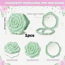 1/6/10pcs Portable Foldable Mini Rose-Shaped Water Ripple Mirror - Double-Sided Glass Makeup Mirror With Floral Pattern Design, Exquisite Cute Handheld Mirror Perfect For Holiday Gifts, Travel And On-The-Go Beauty Makeup - Multicolor - View 20