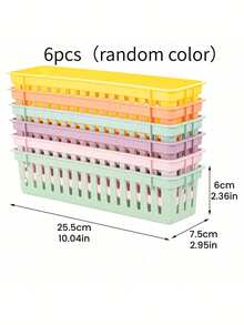 1/3/6pcs Classroom Pencil Storage Basket, Stackable, Durable Plastic Stationery Organizer Box, 25.5x7.5x6cm Colorful Pen Holder Storage Box, Multipurpose Desk Accessories For Teachers, Students, Home Learning, Office, Back To School - Multicolor - View 6
