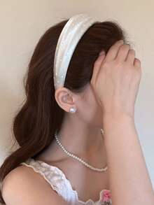 1 pieza Diadema ancha de satén con lunares elegante, suave & dulce, realza la corona, estiliza el rostro, diadema para sujetar el cabello, accesorio de moda para el cabello para mujeres - Multicolor - Ver 5