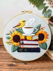 Still Life And Books Embroidery Kit For Adult Beginners. Includes Manual, Printed Fabric, Hoop, Needles, Threads & Stitch Guide. Great Home Gift For Women. Size: 15x15cm/5.9in Or 20x20cm/7.9in. - Books - View 7