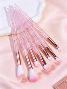 7pcs Portable Makeup Brush Set Pink Eyeshadow Brush Blending Brush Brow Brush Beginner Makeup Tools - Multicolor - View 2