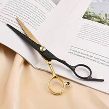 3pcs/Hair Clipper Set - Black & Gold Professional Hairdressing Scissors 3 Pieces Set, Straight Scissors + Thinning Scissors + Razor, Suitable For Home Haircutting And Salon Styling, Beginners Can Easily Create Exquisite Hairstyles, Manual Hair Trimming, Eyebrow Shaping And Face Shaving, Foldable For Home Use - Multicolor - View 6