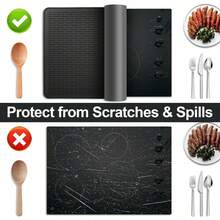 Stove Top Cover For Electric Stove- Range Covers For Electric Stove,Silicone XXL Dish Drying Mat, Glass Cooktop Covers, Flat RV Range Top Mats Kitchen Essentials Kitchen Decor(Black, 28"X20") - 28in X 20in - View 5