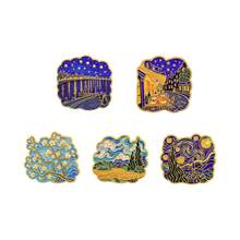 Van Gogh Starry Night Enamel Lapel Pin Badge, Suitable For Backpacks And Bags, Cool Decoration, Gift For Friends - Multicolor - View 5