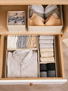 Conjunto de varias piezas de caja de almacenamiento de ropa de tela no tejida premium con placa de PP, lavable, plegable e inodora, disponible en múltiples colores y tamaños, caja de almacenamiento pequeña de tela no tejida, caja de almacenamiento plegable con cremallera en la parte inferior, bolsa de almacenamiento, organización de juguetes y ropa, almacenamiento de varios artículos diversos (Altura de la caja de almacenamiento 11cm, Altura del teléfono aprox. 15cm!!) - Beis - Ver 3