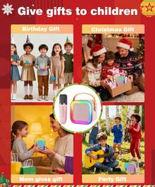 Mini altavoz de karaoke, adecuado para niños y adultos, Bluetooth portátil, 1-2 micrófonos inalámbricos, regalo de Navidad y cumpleaños para niñas y niños de 4, 5, 6, 7, 8, 9, 10, 11, 12+ años (rosa - 2 micrófonos). - Rosa - 2 Mic - Ver 10