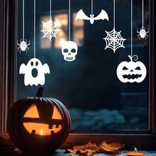 1pc Halloween Theme Glass Window Decorative Sticker, Reusable Static Cling Decal For Home Double Sliding Glass Doors, Bedroom Floor-To-Ceiling Windows, B&B Guest Rooms, Escape Rooms, Cocktail Bars, Supermarket Display Windows, Halloween Party, Halloween Decoration Gift - Halloween Window Decor Stickers - View 2