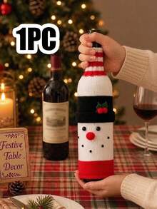 Santa Claus Snowman Wine Bottle & Wine Glass Cozy Set, Knitted Christmas Bottle Decoration Set, Suitable For Home Kitchen Dinner New Year Christmas Decor - View 18