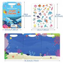 Underwater World DIY Jelly Sticker Book, Children's Removable & Reusable No-Residue Marine Creature Sticker Scene Matching Quiet Book - Baby Blue - View 7
