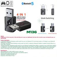 KZ 四合一蓝牙5.0发射器接收器，USB无线适配器，带3.5mm AUX接口，兼容电视、电脑、耳机、家庭音响、车载音响 - 黑色 - 查看 18