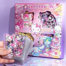 192pcs PET Sticker Set, Sanrio Hello Kitty & Friends And "Vanilla Roll" Outdoor Theme, Waterproof, Cute Cartoon And Animal Patterns, Suitable For DIY Crafts, Scrapbooking, Decorating Laptops Or Water Bottles, Making Handmade Artworks Or Photo Albums - Multicolor - View 1