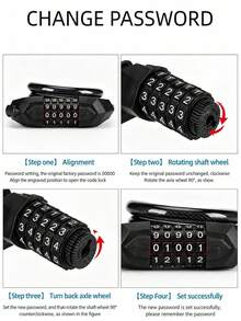1pc Bicycle 5-Digit Combination Anti-Theft Steel Cable Lock With Fixed Bracket, Universal For Mountain Bike, Road Bike, Electric Bike - Multicolor - View 2