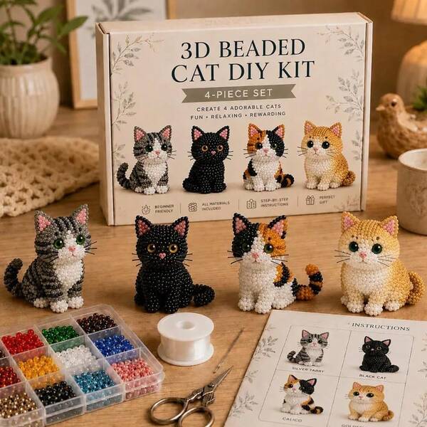 Kit d'artisanat d'animaux en perles 3D, ensemble de perles d'animaux DIY fait main, styles et motifs variés, amusant et intéressant, excellent cadeau pour la famille et les amis