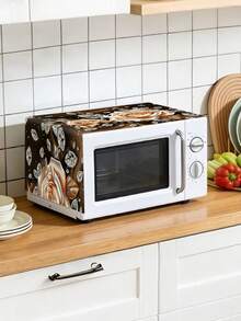 1pc Floral Microwave Dust Cover, Elegant Flowers Design Polyester Toaster Oven Dust Cover, 85x35cm Washable Machine Protector Decor For Home Kitchen, Appliance Dustproof Cover, 2D Flat - Floral - View 10