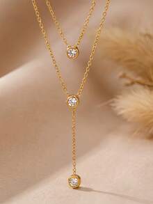 1pc Delicate Double-Layer Necklace For Women - Gold - View 9