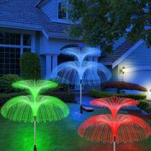 Solar Powered Fiber Optic Jellyfish Garden Stake Lights, Romantic 7‑Color Gradient Color Shift, Weather‑Resistant Ground‑In Decor Lamp For Yard, Lawn And Courtyard Landscape - Multicolor - View 3