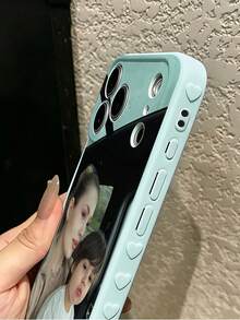 1件 DIY 定製照片手機殼，側面愛心 3D 設計藍色手機殼，適用於 Apple Duo/18ProMax/17ProMax/16Pro/15/14Plus/13Pro/12ProMax/11/XsMax/8/7，全包覆、優雅奢華、高吸引力全機身鏡頭防摔保護殼 - 淺藍色 - 查看 6