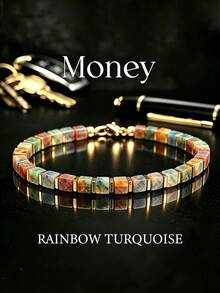 Gelang persegi berwarna turquoise 1 buah ini adalah pilihan tepat untuk dipakai sehari-hari dan juga menjadi hadiah yang indah untuk teman. - Cantik Sekali - View 6