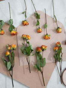 20pcs Artificial Rose Flowers, Faux Roses, Mini Rose Buds, Resin Handmade Mini Artificial Flowers, Craft Decoration Artificial Flowers, Wedding Home Decor, Wedding Floral Decoration - Orange - View 4