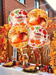 2/4pcs 22-Inch Thanksgiving 4D Foil Balloons, Including 22-Inch Thanksgiving Maple Leaf Pumpkin Balloons And Thanksgiving Turkey Balloons, Suitable For Thanksgiving Decoration, Harvest Festival, Pumpkin Theme Party, Halloween, Autumn Harvest Thanksgiving, Autumn Birthday, Dinner Party Decoration - Multicolor - View 4