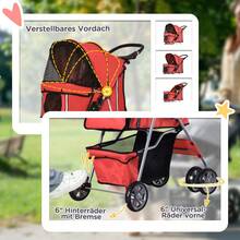 Pet Strollers - 紅色 + 聚酯纖維 - 查看 2