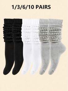 1/3/6/10 pares de calcetines de media caña, unisex, de punto multicolor, suaves y holgados para otoño/invierno, estilo casual diario europeo y americano, estilo vintage - Multicolor - Ver 10