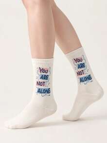 5 Pairs Women's Letter Graffiti Sports Sweat-Absorbing Couple Mid-Calf Socks - Multicolor - View 6
