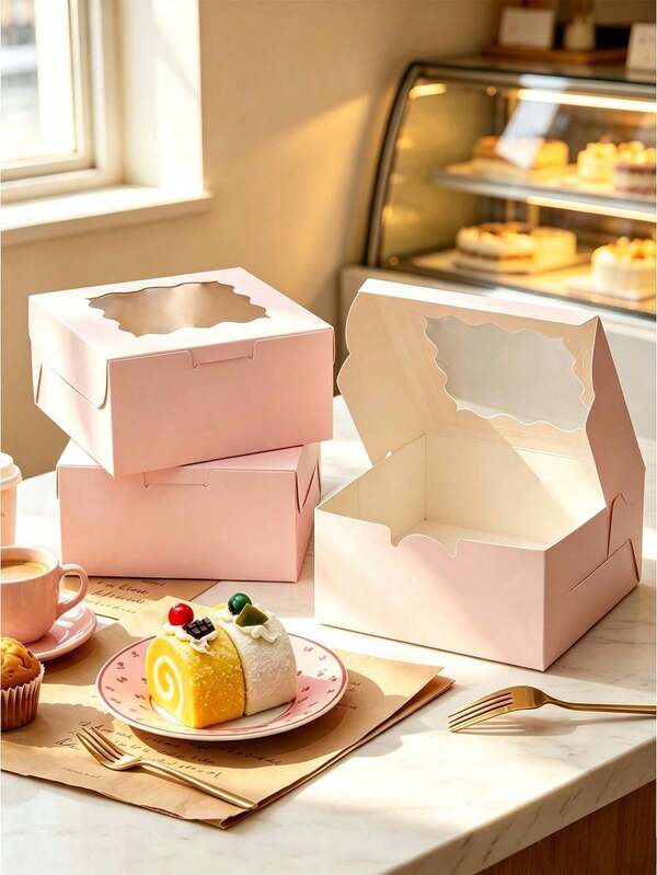 5 stuks/10 stuks transparante bakverpakkingen met venster, opvouwbare papieren afhaaldozen voor gebak, macaron, koekjes, donuts en fruit, lege cadeaudozen voor feestjes, middagthee en snacks