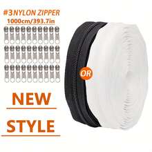 10m/Roll 3# Nylon Coil Zipper, 10m Continuous Nylon Coil With 20pcs Zipper Sliders - 10-meter Zipper + 20 High-quality Silver Zipper Pulls - View 1