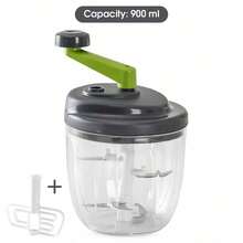 Manual Hand Crank Vegetable Chopper, Meat Grinder, Multi-Function Garlic Press, Garlic Pull Cord Chopper, Garlic Grinder, Vegetable Grinder, Food Processor - Multicolor - View 9