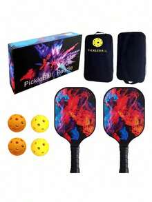 HTPICK 1 Set Fiberglass Pickleball Paddle Gift Box, Includes 2 Paddles, 4 Balls, 1 Bag, UV High-Definition Pattern Ultra-Lightweight Paddles, Fast Hitting, School Club Gym Sports Equipment Entertainment Training - Multicolor - View 13