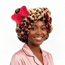 Syvvste Bando Telinga Kucing 3D Motif Leopard, Topi Rambut Lembut Cepat Kering untuk Tidur, Cocok untuk Perawatan Rambut Sehari-hari dan Malam Hari - Macan Tutul - View 9