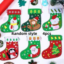 Christmas Non-Woven Fabric Christmas Stocking DIY Handmade Craft Kit, Hand-Sewn Holiday Gift Storage Hanging Decor Set - Multicolor - View 6