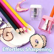 Single-Hole Premium Student Pencil Sharpener, Durable And Easy To Clean, With Lid To Prevent Mess, Compact Desktop Stationery Design, Suitable For Office, Pink, Gray, White, Green, Home And School, Manual Pencil/Eyebrow Pencil Sharpener, Random Style - Style 1 - View 6