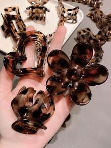 10pcs Leopard Print Flower Hair Clips, Girls Hair Accessories, Party Holiday Gift, Daily Updo Hair Claw - Multicolor - View 6
