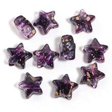 10pcs/Pack Acrylic Pentagram Transparent Splatter Oil Painting Straight Hole Beads 12X13mm, Vintage Translucent With Colorful Dots Exquisite Design, Suitable For Making Chinese Style Bracelets, Pendants, Keychain Charms Handmade DIY Accessories Materials - Splatter Star - View 9