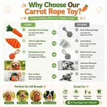 Cute Carrot Dog Chew Toy, Durable Interactive Training Rope Toy, Suitable For Small And Medium Dogs Chewing And Interaction. Multi-Functional Dental Rope, Indoor And Outdoor Training And Teeth Cleaning, Designed For Strong Chewers, Suitable For All Dog Breeds (Puppies And Adult Dogs) - Multicolor - View 7