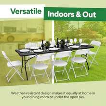 Folding Table With Handle Heavy-Duty Foldable Table Portable Table For Indoor And Outdoor Use Perfect For Events, Camping, Parties, Dining And More - Black - View 8