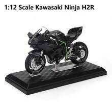 Burago 1:12 Scale Kawasaki Ninja H2R Black Die-Cast Motorcycle Model – Creative Desktop Ornament With Display Stand (Gift) - Multicolor - View 5