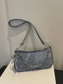 New Fashion Versatile Textured Shoulder Bag Underarm Women's Bag - Blue - View 1